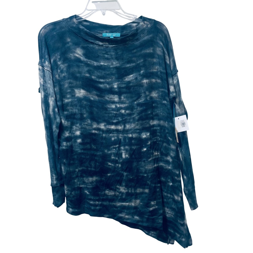 River + Sky Solona Blue Tie Dye Asymmetrical Long Sleeve Top XS NEW